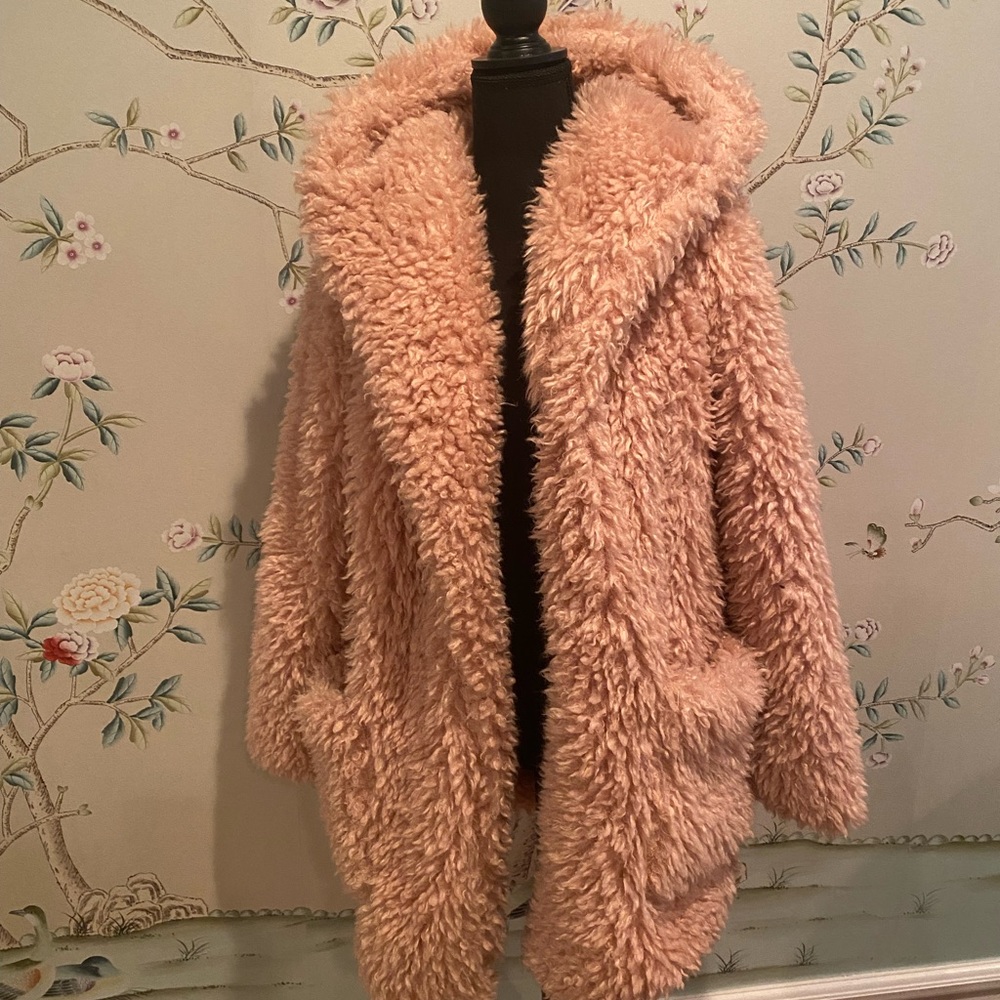 Blush Pink teddy bear coat medium
